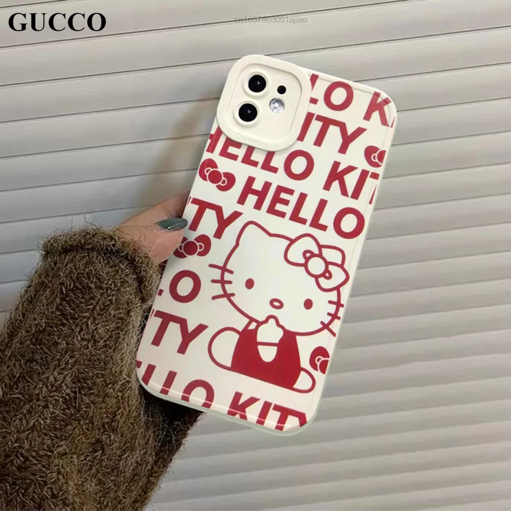 

Sanrio Hello Kitty Kawaii Роскошный чехол для iPhone 13 12 11 Pro Max XS XR 8 7 Plus женский Y2k девушка эстетика модный защитный чехол