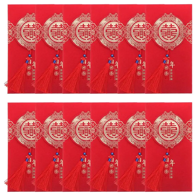 

12pcs Wedding Red Envelopes Creative Paper Marriage Red Bags Wedding Supplies Lucky Money Bag New Year Decorations