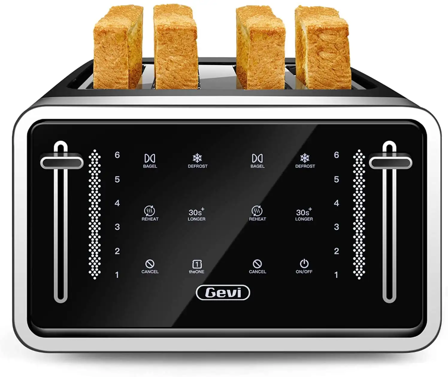 Fast shipping Black 4 Slice Toaster LED Digital Touchscreen Extra-Wide Slots kitchen bread grill Toasting Machine home