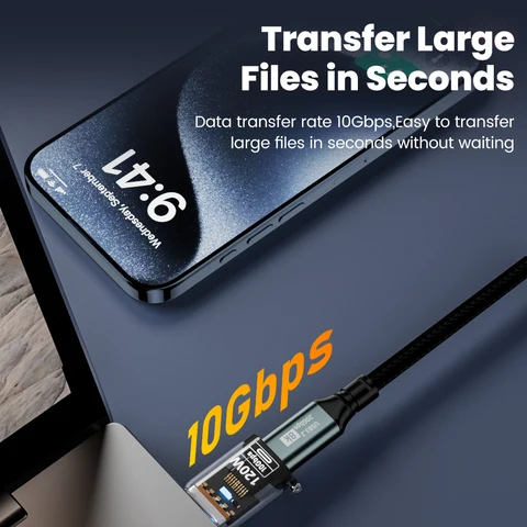 Элough адаптер 120 Вт типа C «мама» на USB A «папа» для быстрой зарядки, прозрачный USB 3,2/Gen 2 OTG для iPhone 15 16, планшетного компьютера