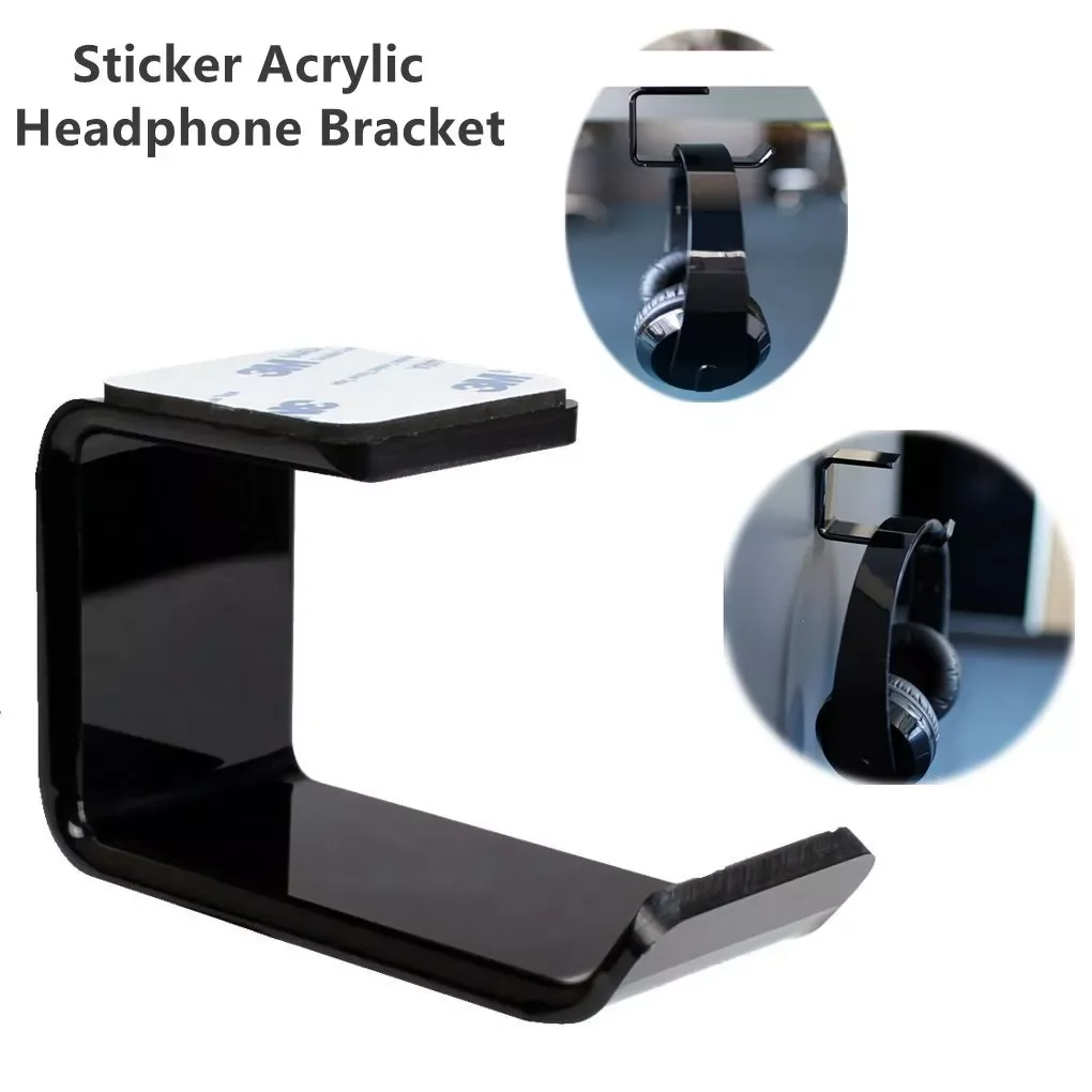 

Acrylic Headphone Bracket Sticker Wall Mounted Headset Holder Stand Under Desk Hanger Hook Earphones Display Stand Holder