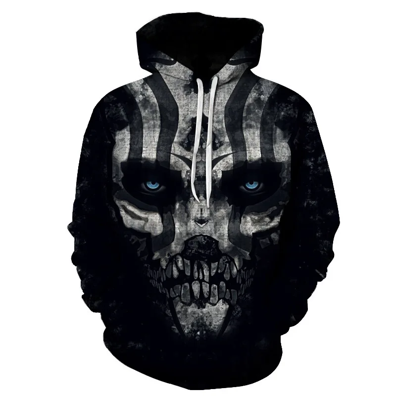 Мужская толстовка с капюшоном Черная Толстовка длинным рукавом и 3D-принтом