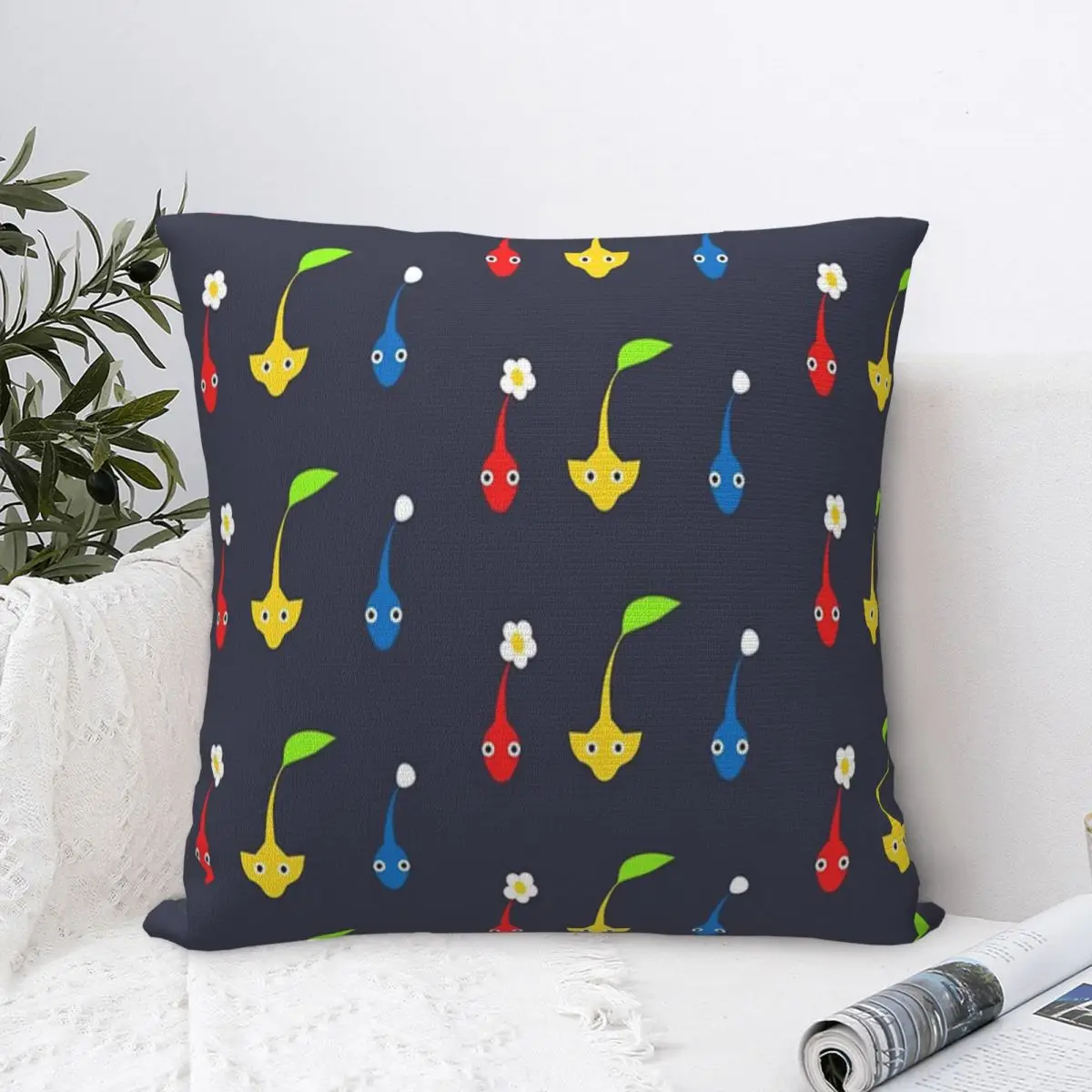 

Pikmin Characters Printed Polyester Decorative Throw Pillow Cover Home Decor Cushion Cover