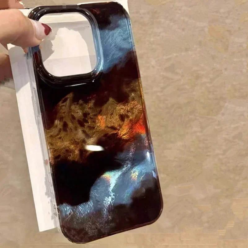 Фото Силиконовый чехол для телефона Vortex Pattern Янтарный, черный, коричневый, для iPhone 16, 11, 12, 13, 14, 15 Pro Max X XS XR 7 8 Plus SE2, мягкий чехол №2