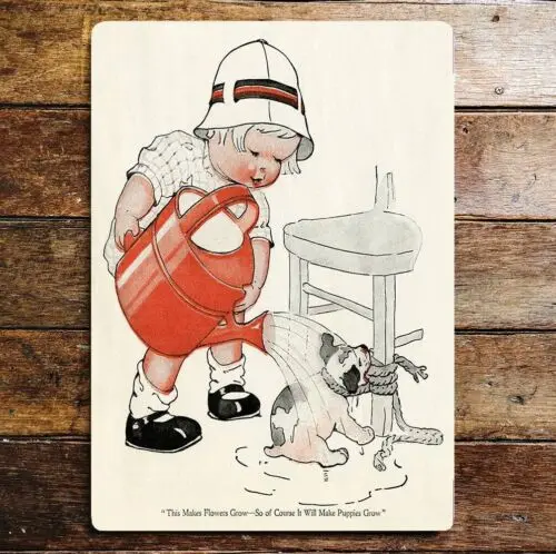 Mabel Люси милый ребенок и щенок металлическая табличка