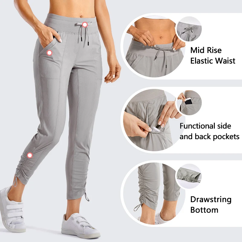CRZ YOGA Women's Go to Studio Jogger Striped Cargo Pants Drawstring Leg 7/8 Workout Casual Pants