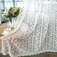 embroidery drapery luxurious lace white sheer curtains for living room bedroom decoration window voile tulle cortina