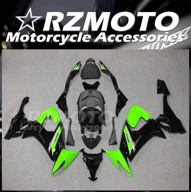 

4Gifts New ABS Motorcycle Fairings Kit Fit for Kawasaki Ninja ZX-10R ZX10R 2008 2009 2010 08 09 10 Bodywork Set Black Green FR