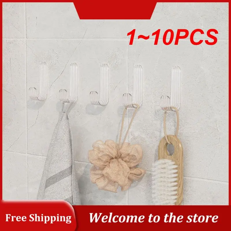 

1~10PCS Acrylic Hook Durable Transparent Hook Traceless Hook Wear-resistant Acrylic Home Storage Paste Hook Multi-purpose