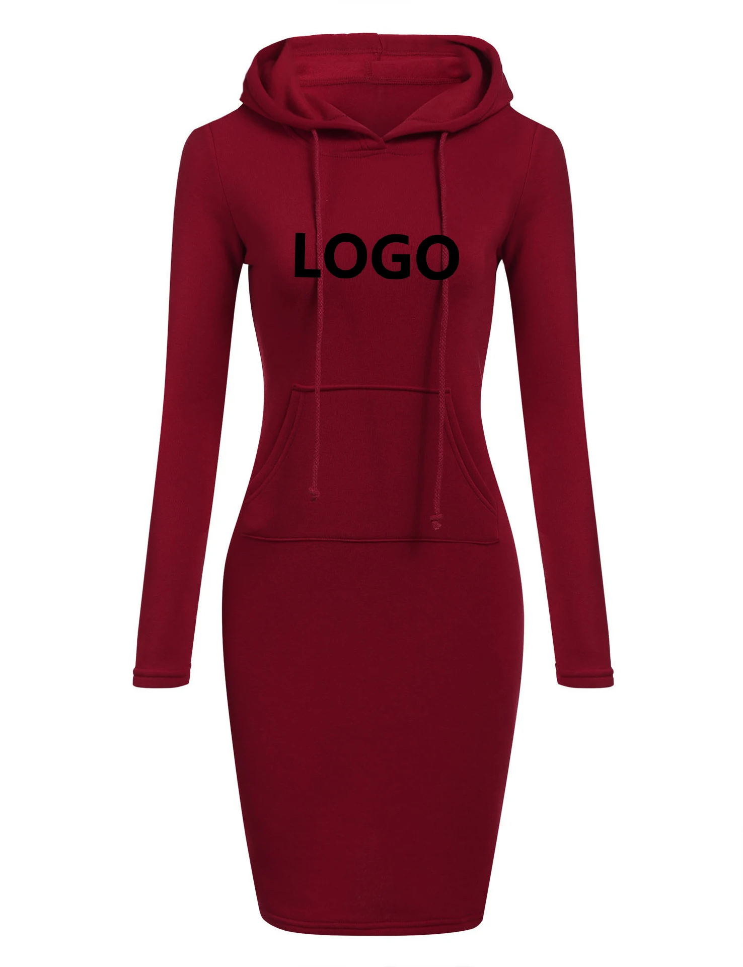 

Custom Your Logo Autumn/Winter Women's Tight Hooded Sweatshirt Dress Personalized Personal Customization