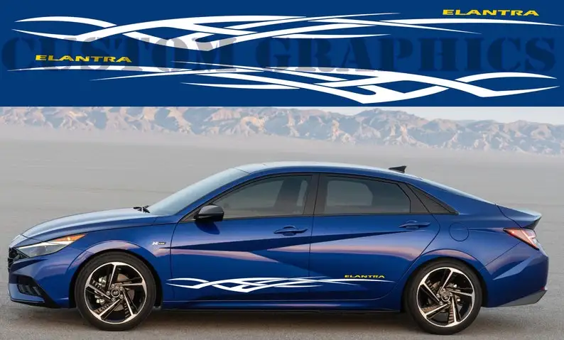 

Decal Graphic Sticker Door Sport Stripe Kit Compatible with Elantra