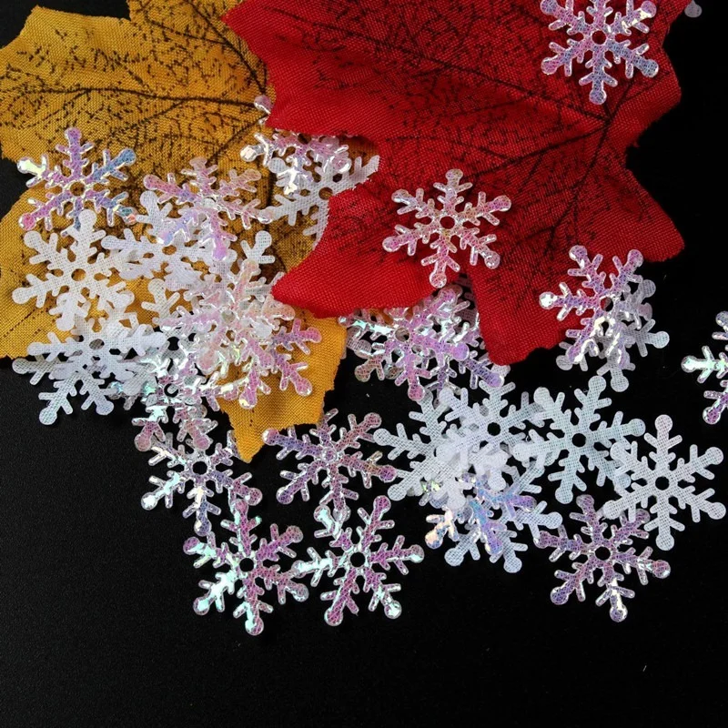 

2023 New 300pcs/lot Christmas Snowflakes Confetti Artificial Snow Xmas Tree Ornaments Decorations for Home Party Wedding Decor