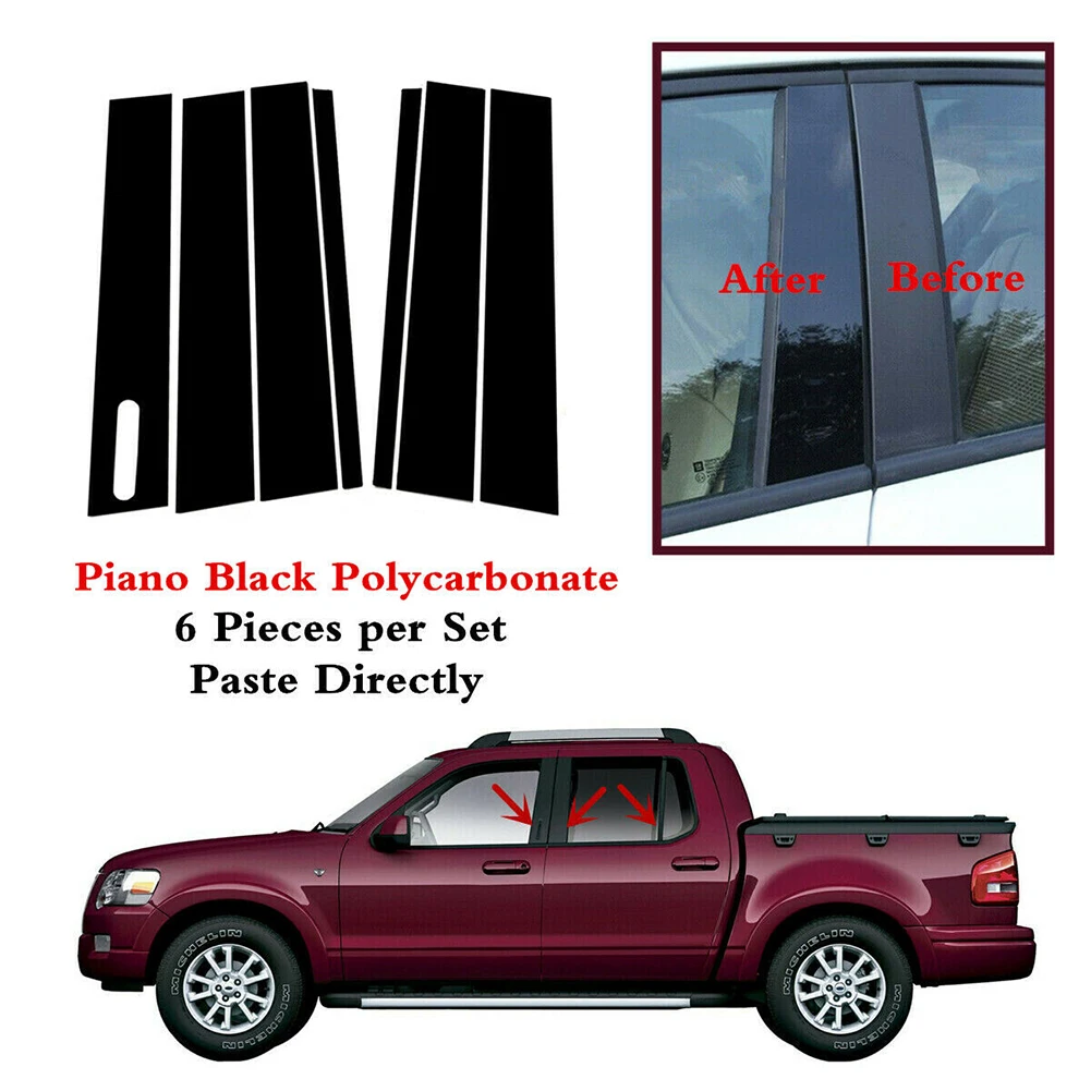 

6pcs/Set Door Pillar Posts Decal Cover Trim Black For Ford Explorer Sport Trac 2007-2010 Decal Cover Trim Pillar Posts Piano