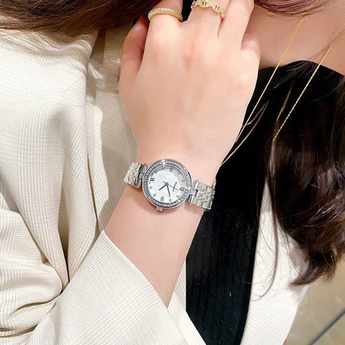 Women Quartz Watches Luxury Mother of Pearl Watch Fashion Ladies Quartz Diamond Wristwatch Simple Casual Shell Dial Dress Watch enlarge