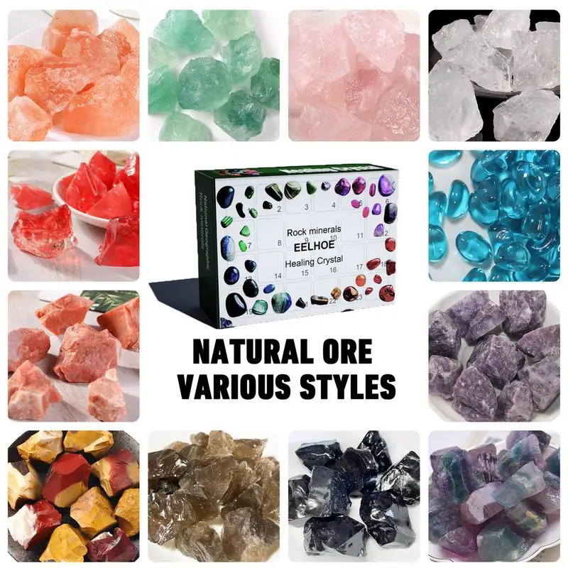 

Christmas Advent Calendar Set Mysterious Gift Box Countdown Calendar Kids Gems Rocks Minerals Ore Collection Toys Home Decor