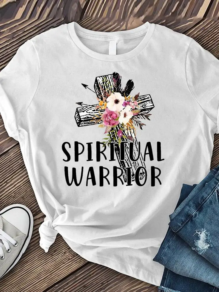 

Graphic Tee Print T Short Sleeve Flower Faith Trend Floral Clothes Ladies Fashion Women's Clothing Female Summer T-shirts