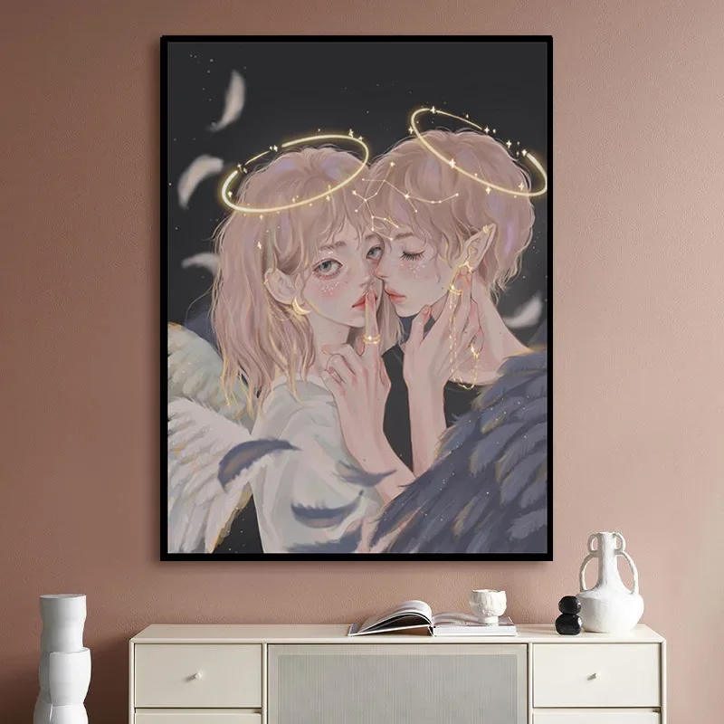 

1591007b 4-цифровая картина маслом, современная декоративная картина с наполнителем для гостиной, романтическая подвесная роспись