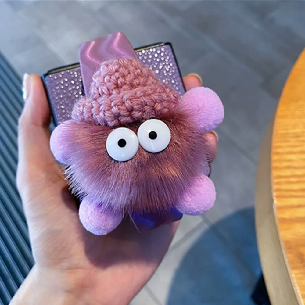 Симпатичный кожаный чехол с плюшевым ремешком на запястье для Samsung Galaxy Z Flip5 Flip4 Flip3