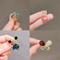 crystal flower brooch girl pin collar pins button cardigan suit jacket accessories cute bear rabbit butterfly animal bag pendant