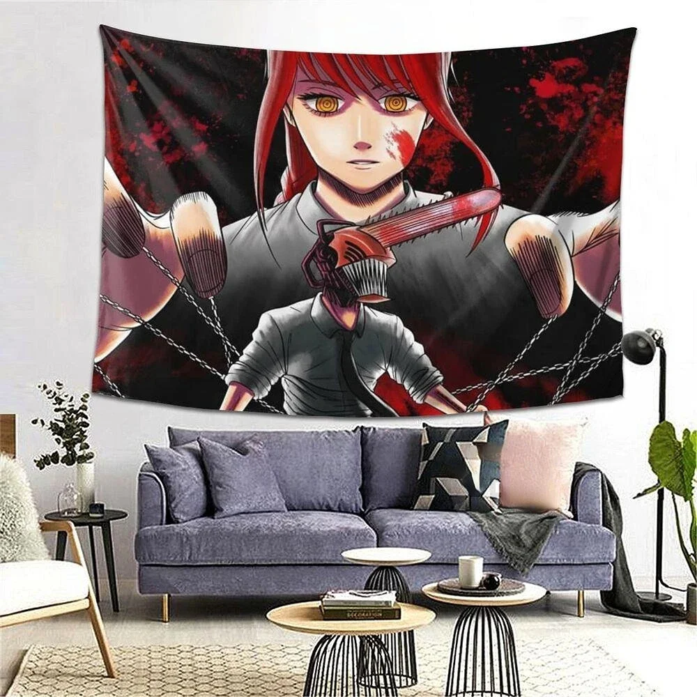 Настенный гобелен в стиле аниме с изображением ужасов и бензопилы манга