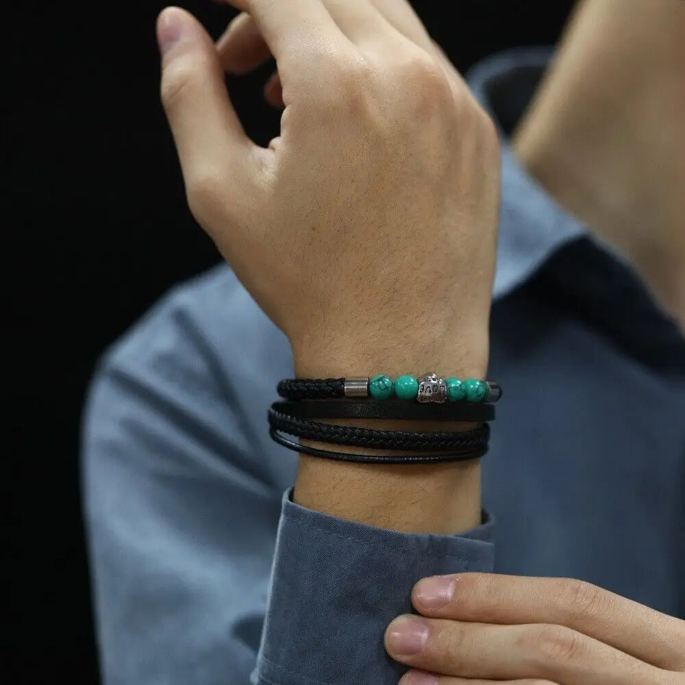 SAIYE голубой бирюзовый браслет из нержавеющей стали в форме сердца уникальный