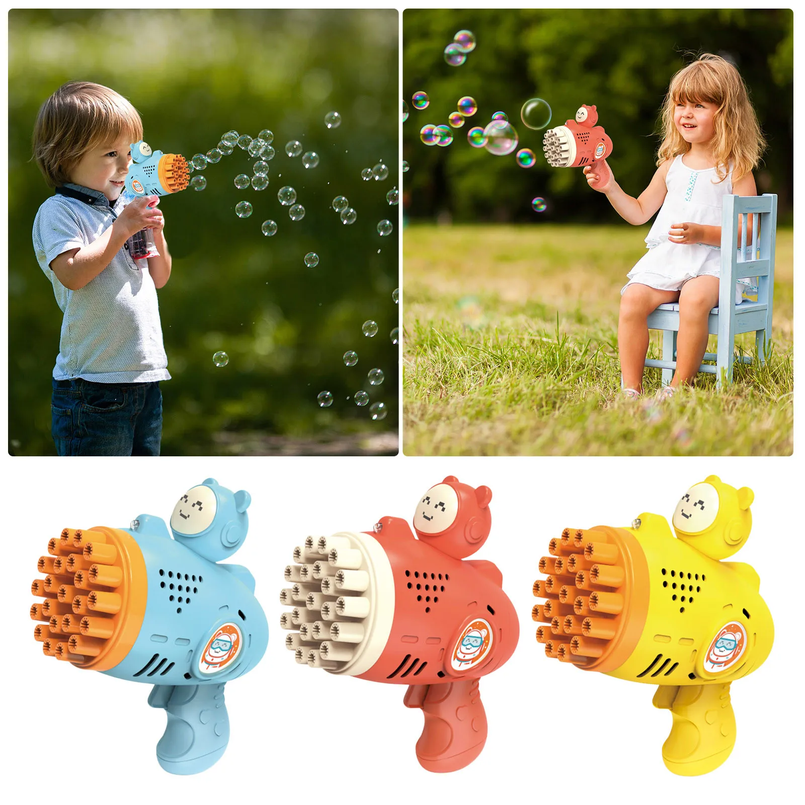 

23Hole Bubble Machine Angel Bubble Colorful Lights Upgraded Automatic Bubble Bubble compatible with Machine Outdoor Battery