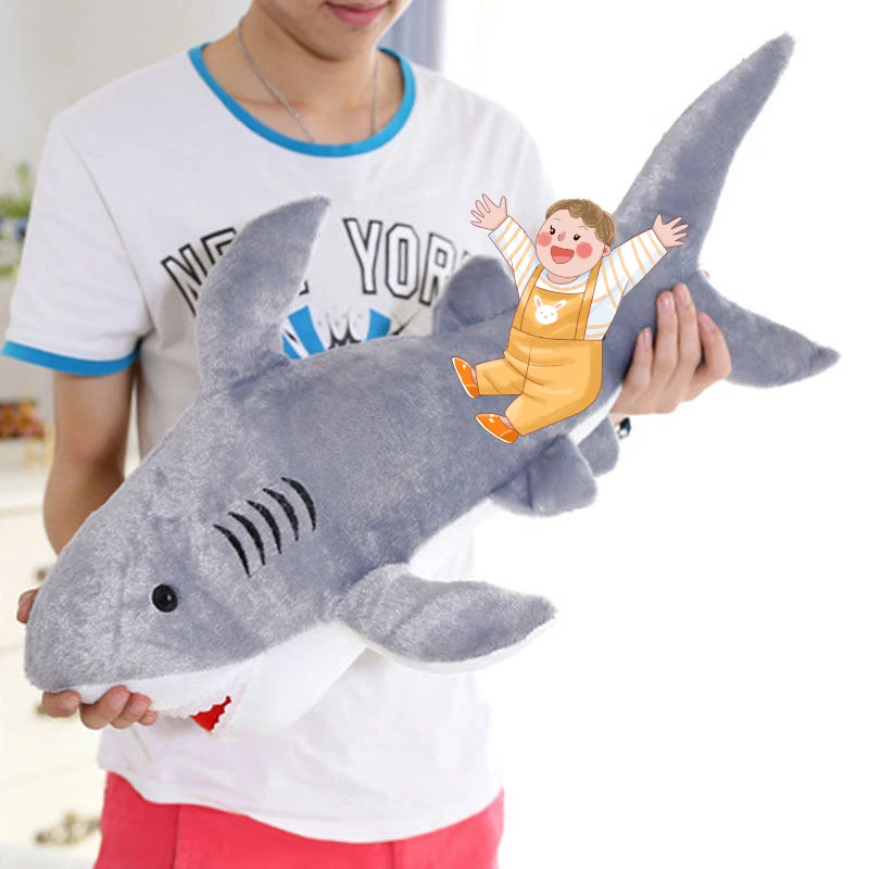 Гигантская большая забавная мягкая кусающая Акула 45 см плюшевая игрушка Милая