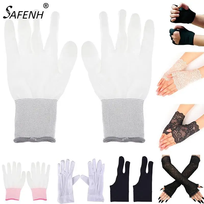 

1pair Sexy Dressy Lace Gloves Sunscreen Short Gloves Cycling Lace Half-Finger Gloves Fashion Outdoor Sunscreen Mesh Sleeves