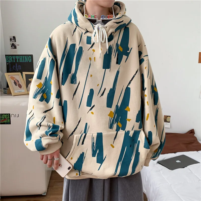 

Свободные модные брендовые мужские толстовки с длинным рукавом новинка осень 2023 мужские повседневные толстовки свитер с бархатным капюшоном D46