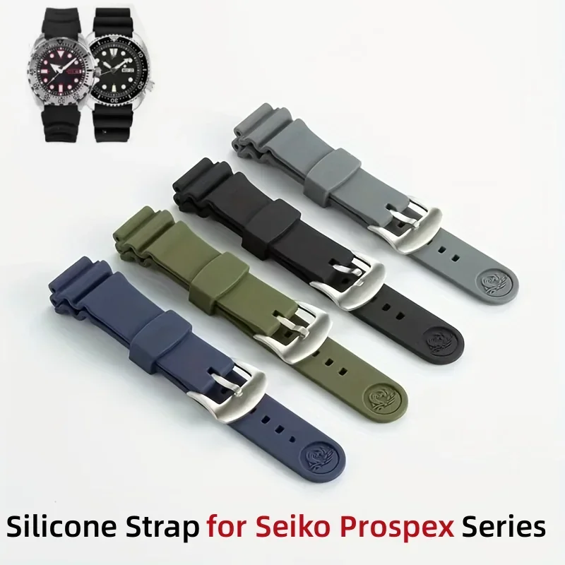 

20mm Watchband for Seiko Prospex Series SPR009 Waterproof Diving Silicone Sport Bracelet Ring Buckle Watch Accessories