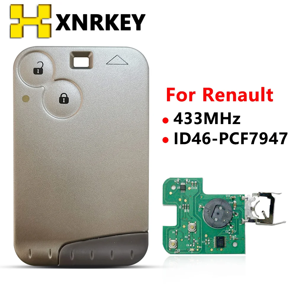 

XNRKEY 2-кнопочная смарт-карта PCF7947 433 МГц для дистанционного ключа Renault Laguna 2001-2006
