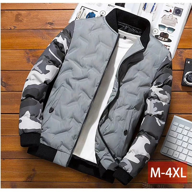 

Men's winter jacket down cotton jacket camouflage baseball jacket men's tide brand warm cotton jacket men