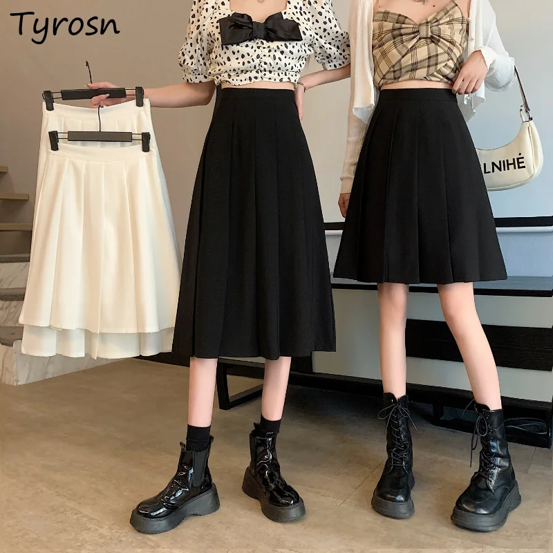 

Folds Skirts Women Minimalist Pure Classic Tender Preppy Style Casual Design Sweet Ulzzang Empire Basic Summer Faldas Colleges