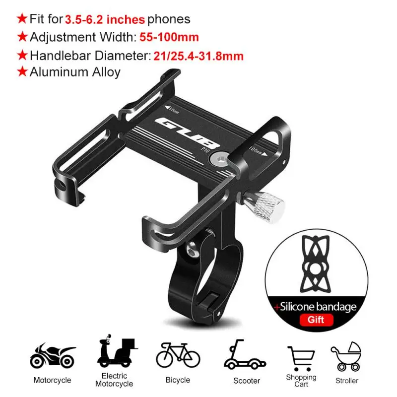 

6.2inch Aluminum Alloy Bicycle Mobile Phone Bracket Useful Holder Rotatable Non-slip Stents Mountain Bike Motorcycle Equipment