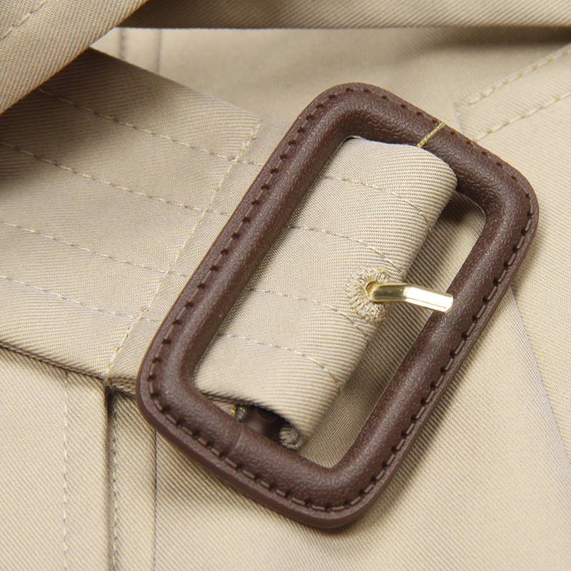 Женский Классический плащ цвета хаки короткий двубортный деловая женская