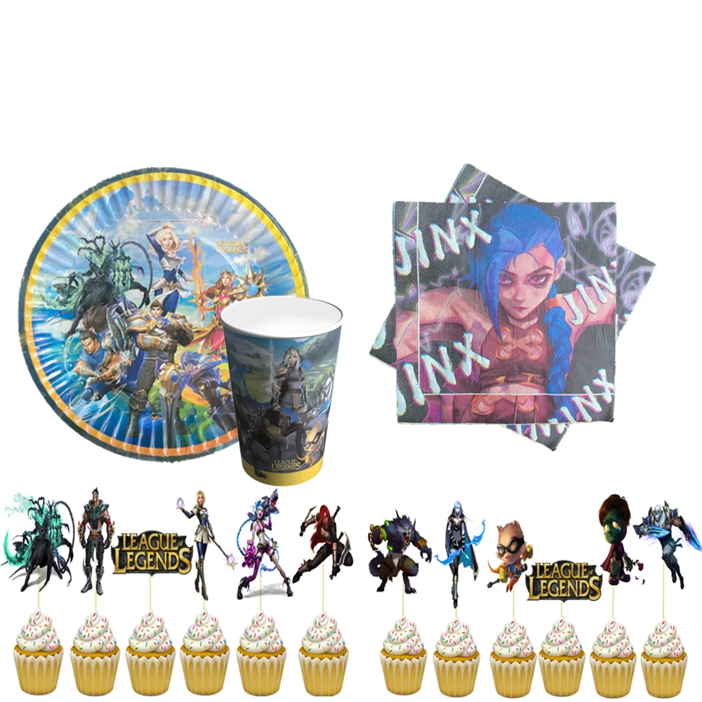 

Тематическая игра «Лига Легенд», аксессуары для вечеринок на день рождения, набор для вечеринки, сумка для подарков, салфетка, флаг, топпер д...