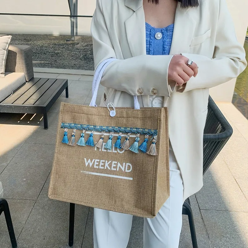 

Woman's Luxury Brown Bag 2021 New Cotton and Linen Handbag Female Korean Large Capacity Female Bag Simple Shopping Tote Bag Hit