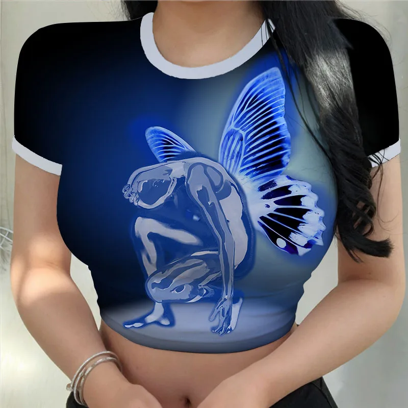 

Y2K Hellfire Club Stranger Things T Shirt Women Upside Down Tshirt Eleven Female Grunge T-shirt Tee Shirts Crop Top Clothe