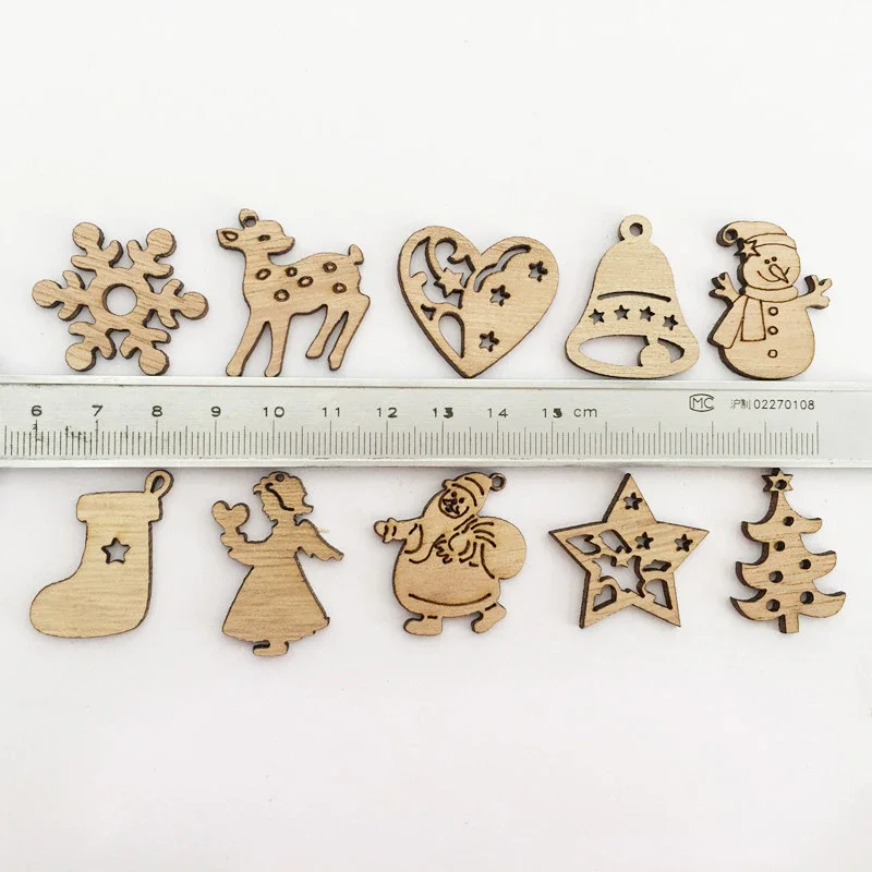 

2022 New 50pcs Wooden Xmas Tree Hanging Ornament Christmas Party Decorations For Home New Year Santa Claus Snowman Gift Decor