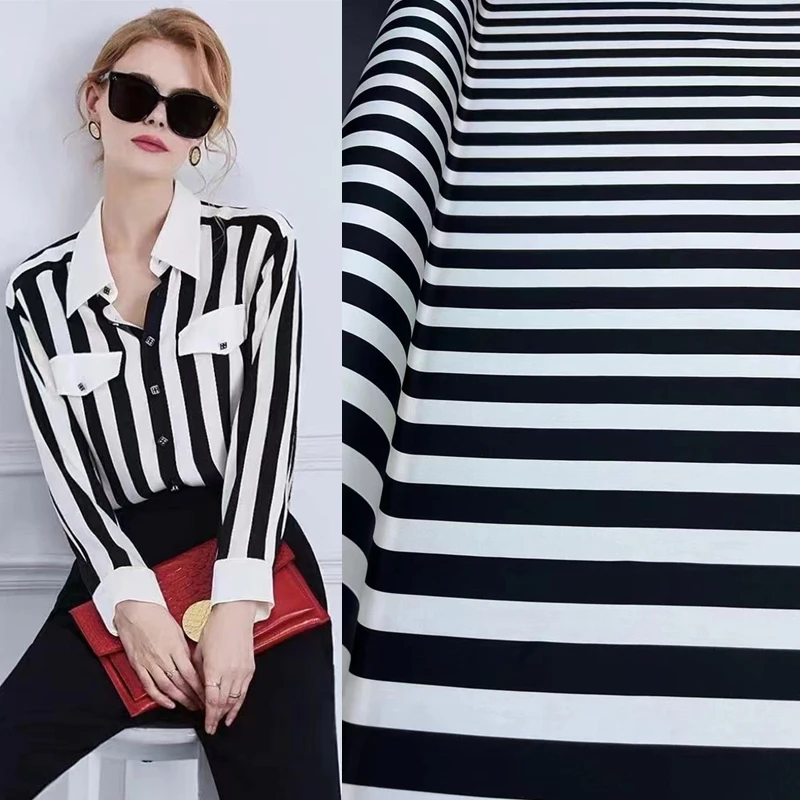 

Модная женская роскошная классическая черно-белая шелковая ткань, высококачественный художественный дизайн, одежда, платье, портняная ткань, ручное плетение