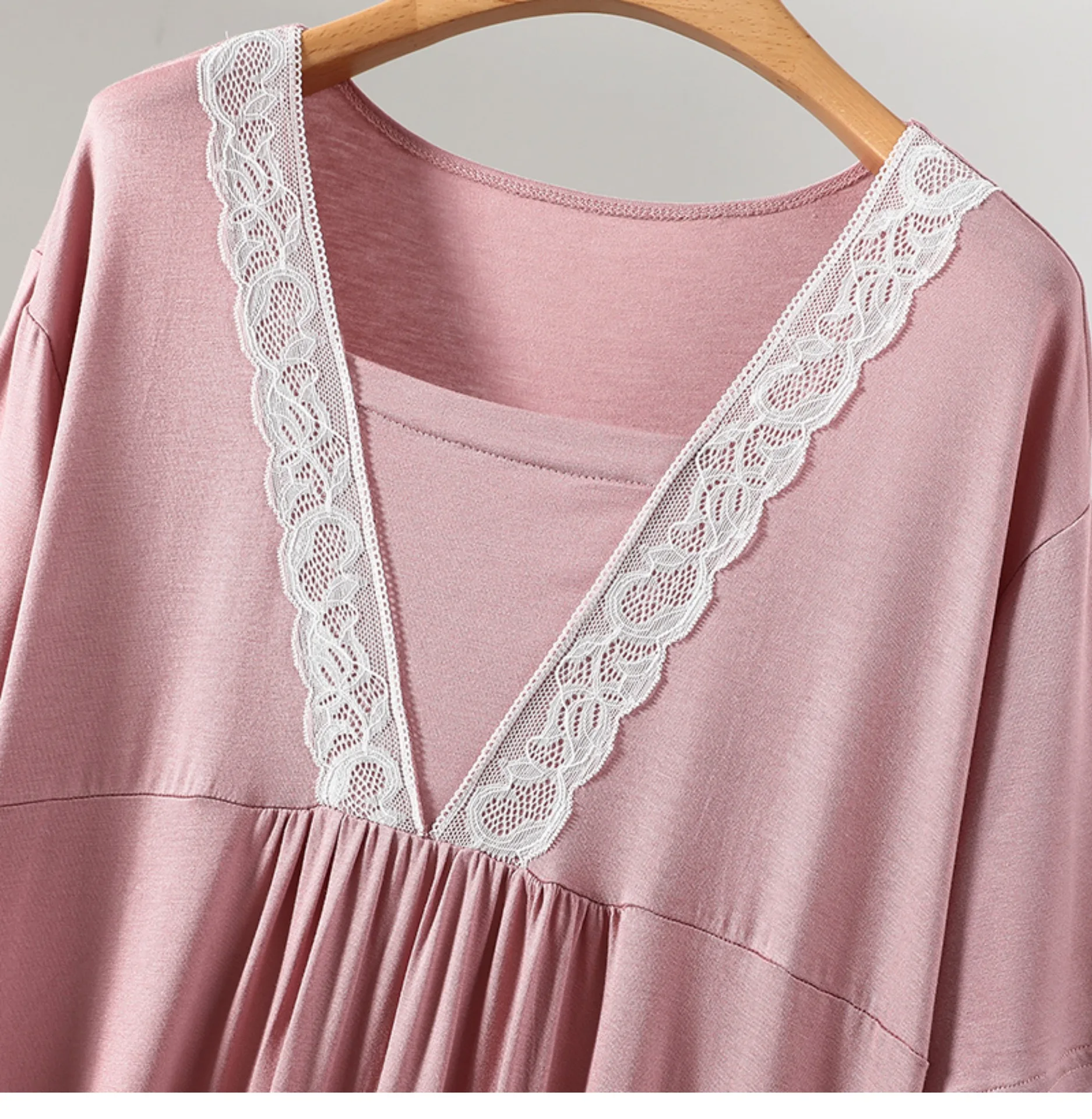 Летняя Модальная кружевная ночная рубашка принцессы Женская свободная с