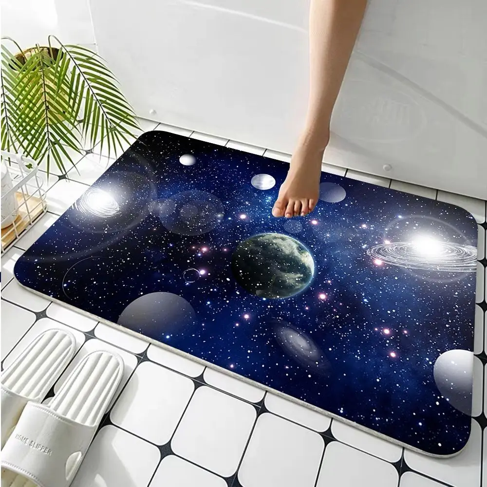 Напольный ковер Space Galaxy Universe нескользящий впитывающий воду подушка в полоску