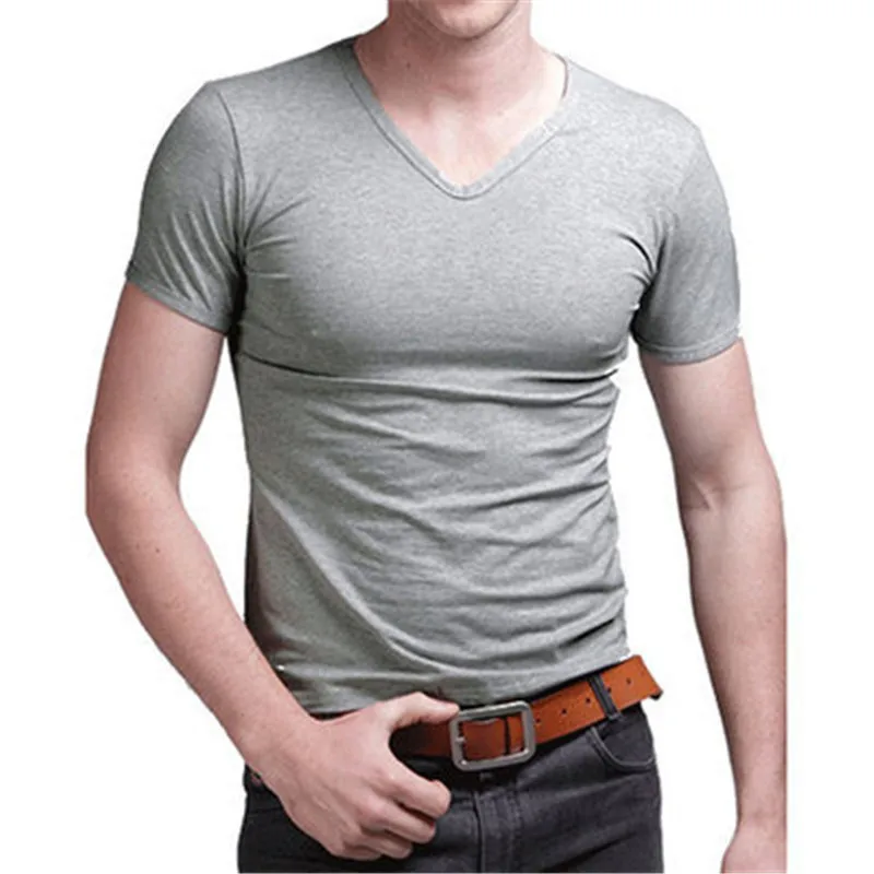 

A1445Summer new men's T-shirts solid color slim trend casual short-sleeved fashion