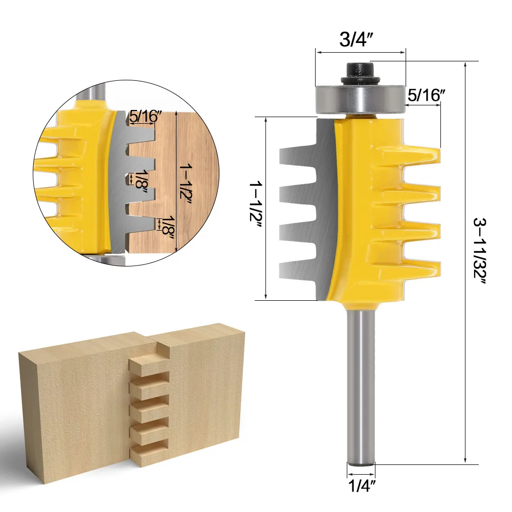 

8mm,6mm,1/4 inc Shank Rail Reversible Finger Joint Glue Router Bit Cone Tenon Woodwork Cutter Power Tools Wood Router Cutter