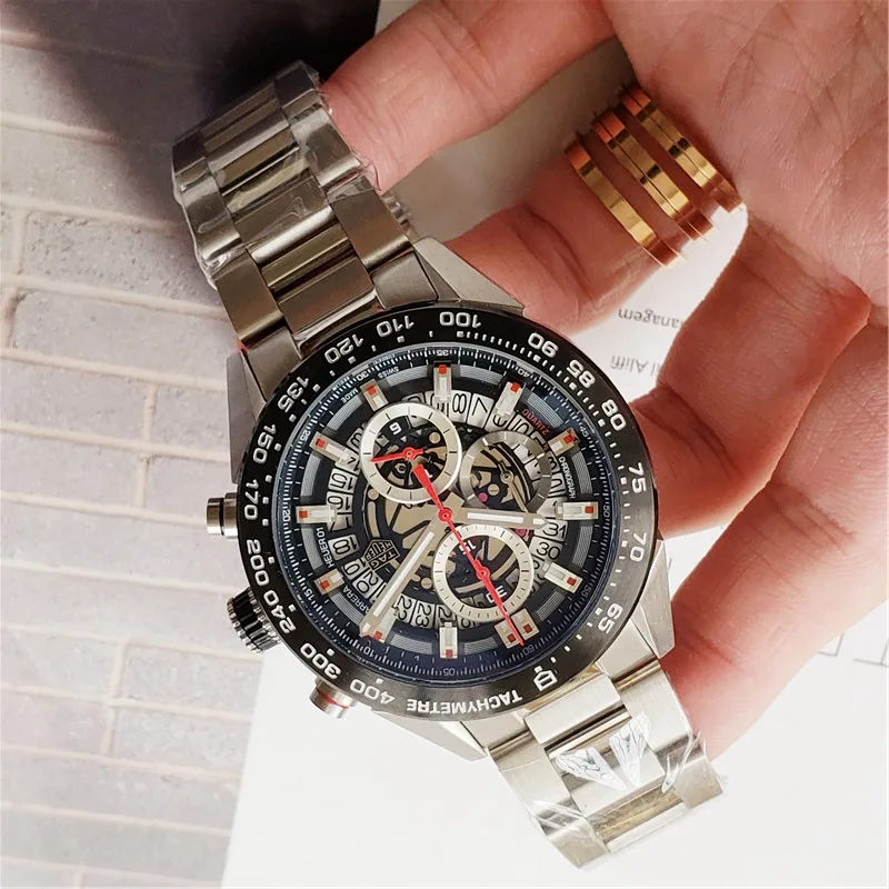 

Часы мужские кварцевые с хронографом, люксовые брендовые деловые из нержавеющей стали, с автоматической датой, с датой ААА