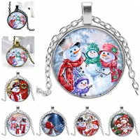 2020 new christmas snowman 3 color necklace glass convex personality star pendant necklace gift wholesale