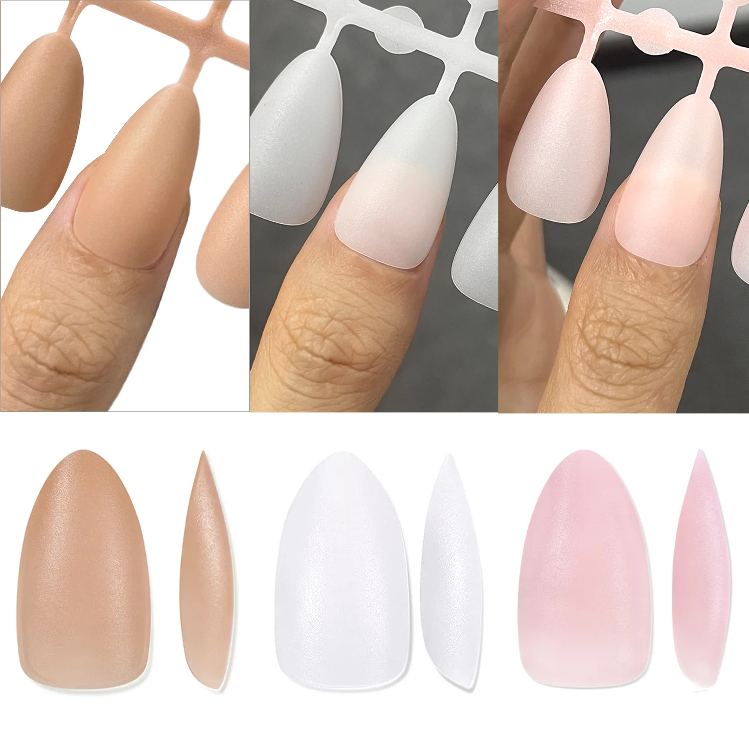 

240 шт., матовые накладные ногти, 15 Размеров