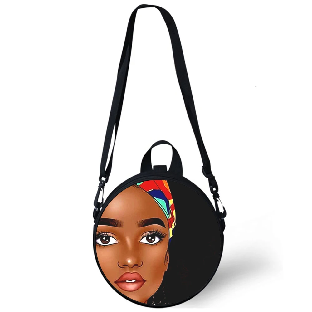 Black girl painting Pretty Child kindergarten Bag 3D Print Crossbody Shoulder Bags School Women Mini Round Bagpacks Rugtas Bag