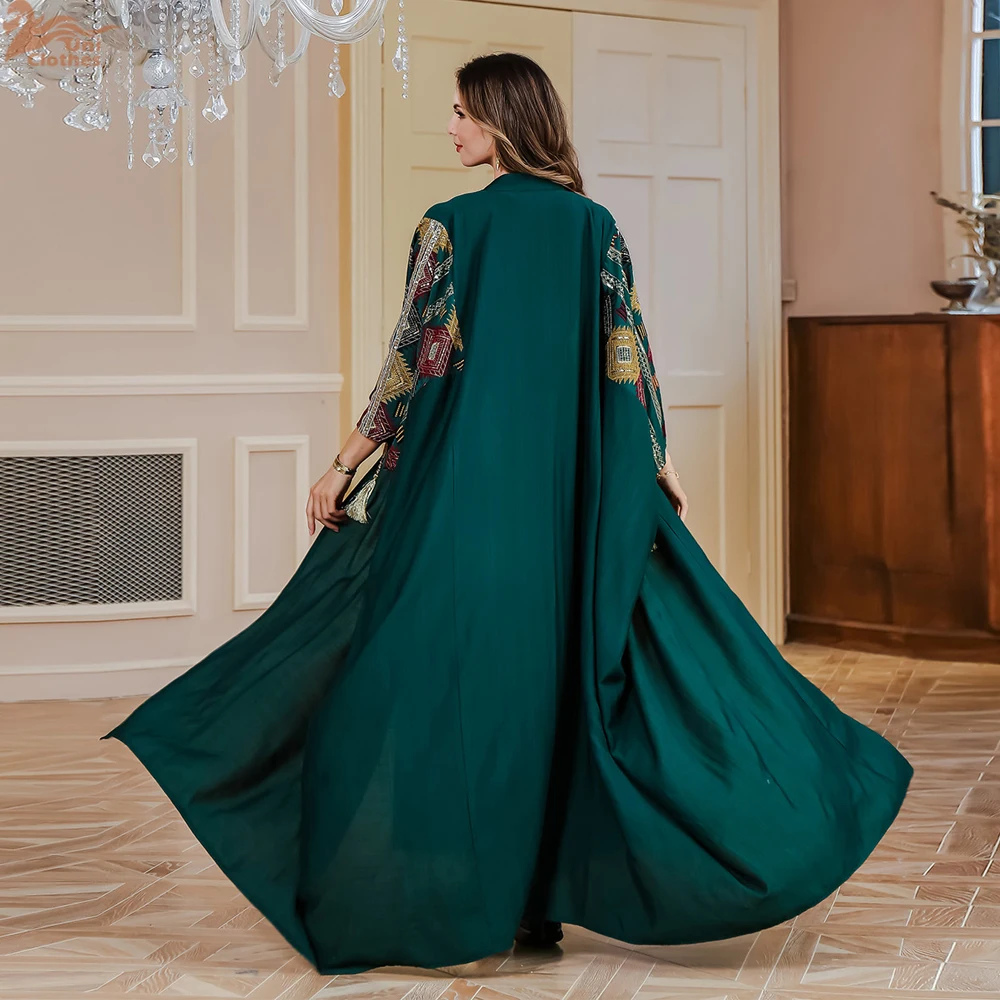 Uni Ramadan Dubai Роскошные женские абайи с вышивкой комплект из двух предметов кафтан