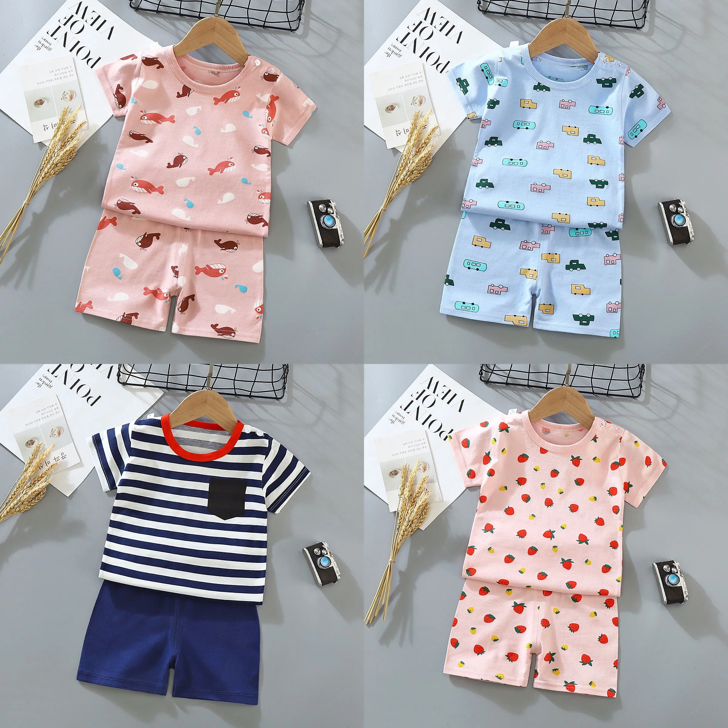 

Летний комплект одежды для малышей, футболка с коротким рукавом + шорты, костюм из 2 предметов для маленьких мальчиков и девочек, летний кост...